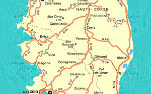 Plan d'accès des Canyons en Corse
